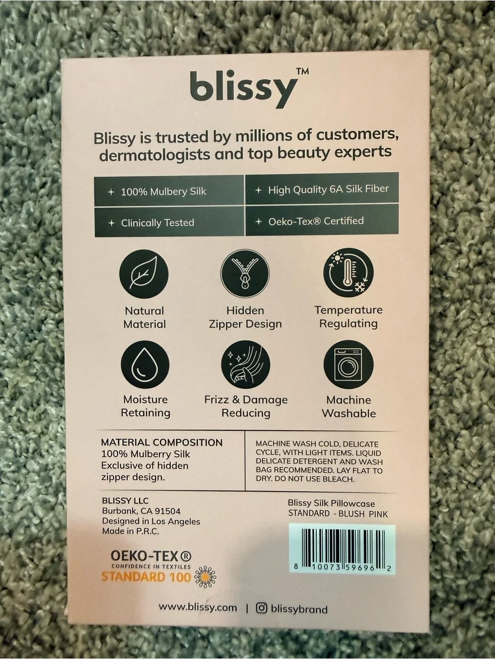 Blissy - 100% Mulberry Silk Pillowcase - Blush Pink
